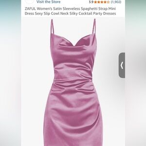 Zaful Satin Spaghetti Strap Mini Dress - Purple